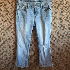 Flare mid rise cropped jean